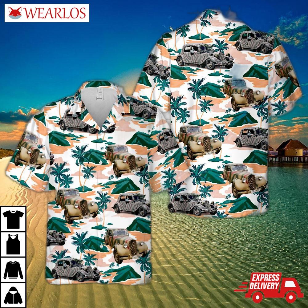 Citroen 11cv Traction Staff Car Ww2 Hawaiian Shirt