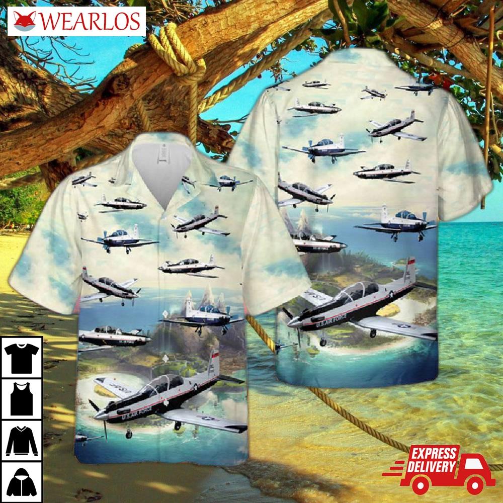 Us Air Force Beechcraft T-6 Texan Ii Hawaiian Shirt