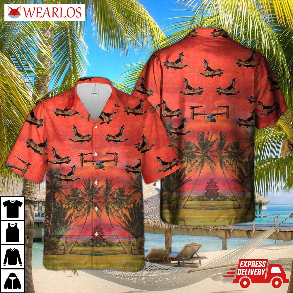 Us Air Force Bell Boeing Cv-22b Osprey Hawaiian Shirt