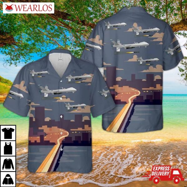 Us Air Force General Atomics Mq-9 Reaper Hawaiian Shirt