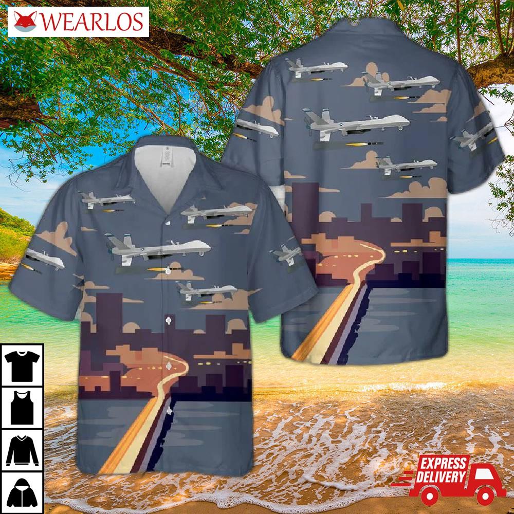 Us Air Force General Atomics Mq-9 Reaper Hawaiian Shirt
