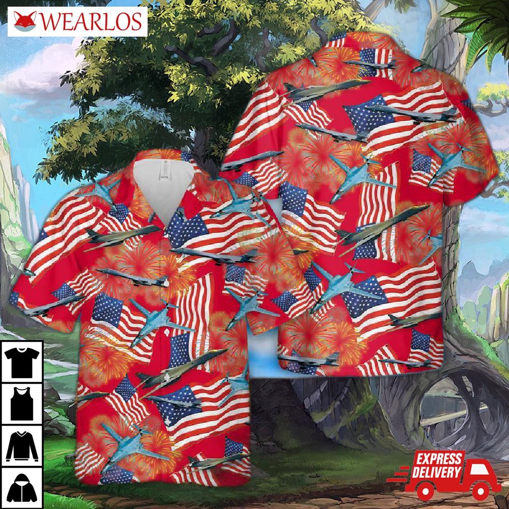 Us Air Force Rockwell B-1 Lancer 4th Of July Hawaiian Shirt