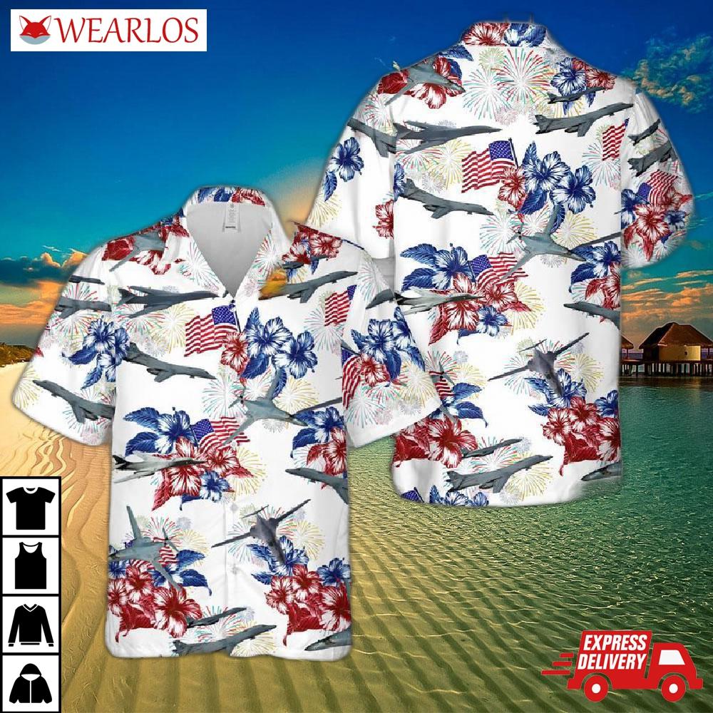 Us Air Force Rockwell B-1 Lancer 4th Of July Hawaiian Shirt