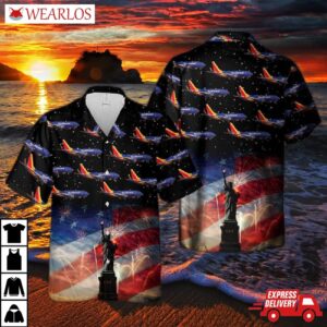 Us Airlines 3 Boeing 737-7h4 4th Of July Hawaiian Shirt
