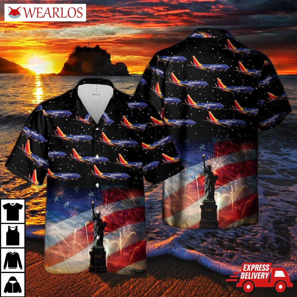 Us Airlines 3 Boeing 737-7h4 4th Of July Hawaiian Shirt