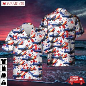 Us Airlines 3 Boeing 737-7h4 4th Of July Hawaiian Shirt