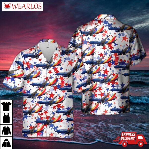 Us Airlines 3 Boeing 737-7h4 4th Of July Hawaiian Shirt