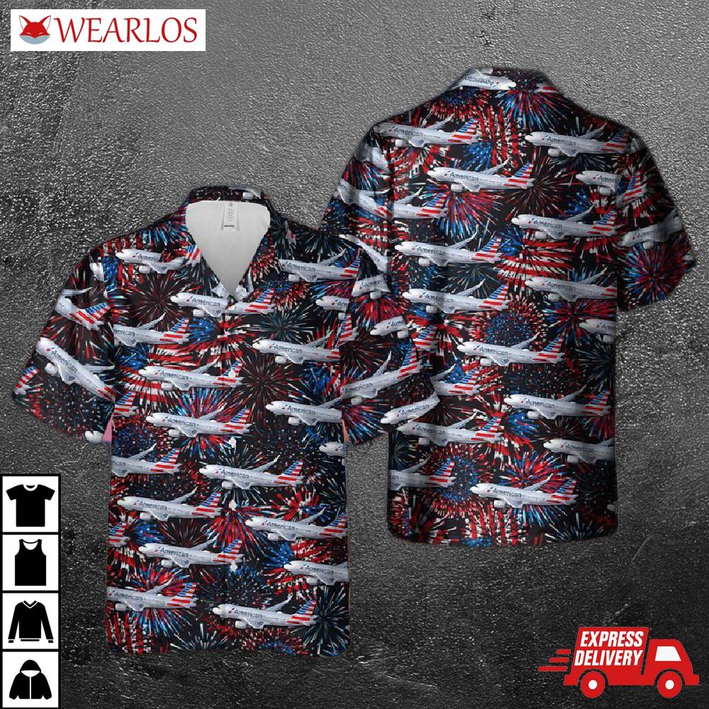 Us Airlines Airbus A319-115 4th Of July Hawaiian Shirt