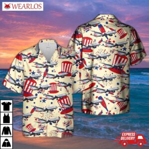 Us Airlines Boeing 787-9 Dreamliner 4th Of July Hawaiian Shirt