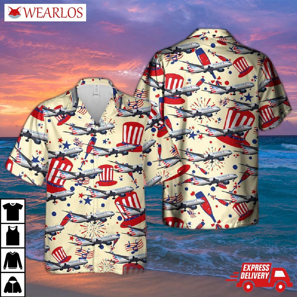 Us Airlines Boeing 787-9 Dreamliner 4th Of July Hawaiian Shirt