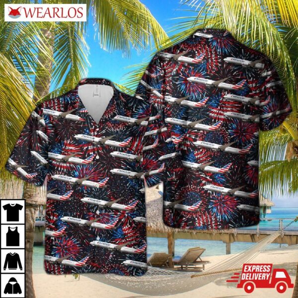 Us Airlines Boeing 787-9 Dreamliner 4th Of July Hawaiian Shirt