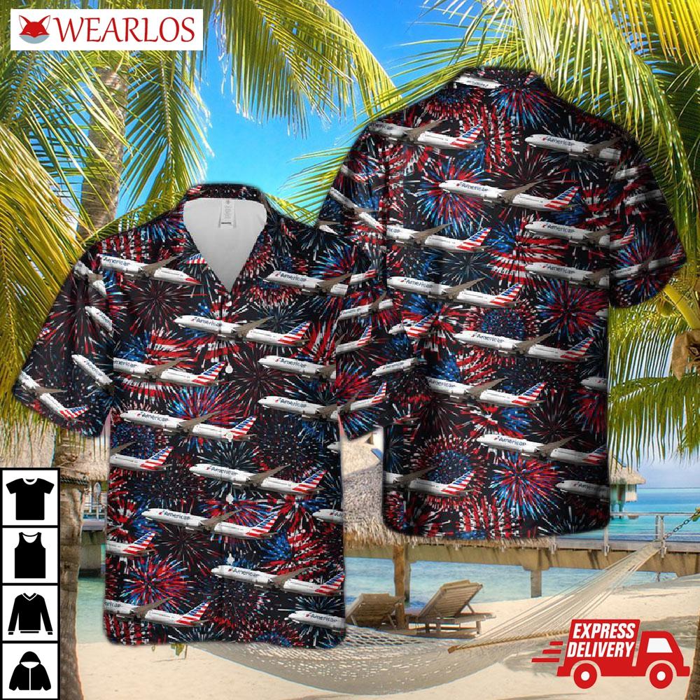 Us Airlines Boeing 787-9 Dreamliner 4th Of July Hawaiian Shirt