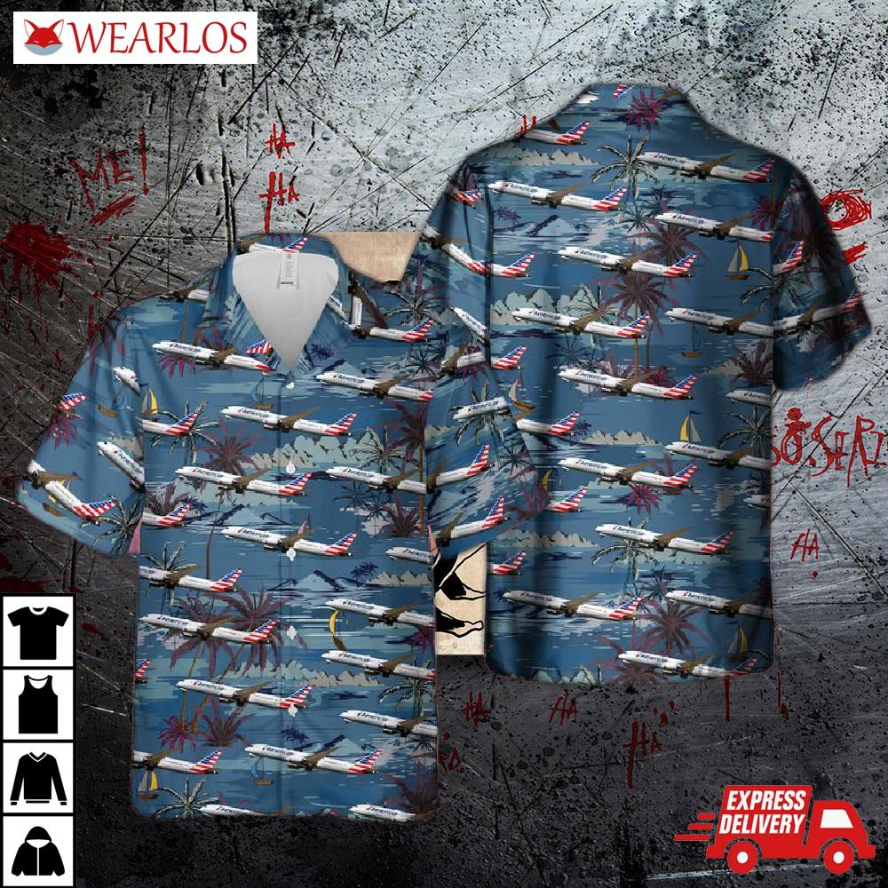 Us Airlines Boeing 787-9 Dreamliner Hawaiian Shirt