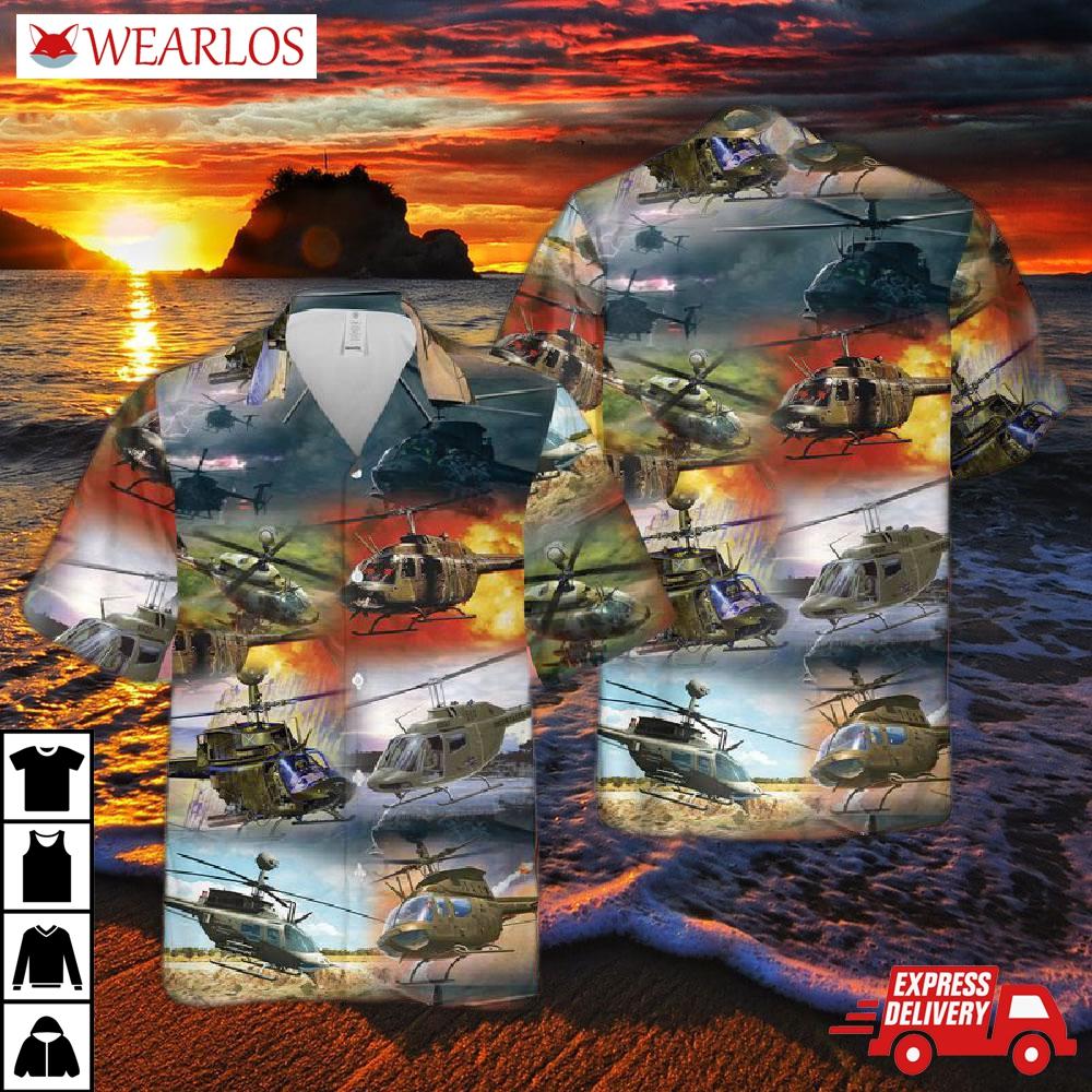 Us Army Bell Oh-58 Kiowa Hawaiian Shirt