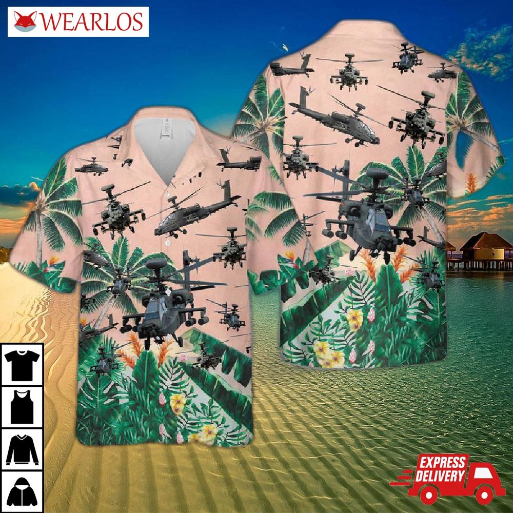 Us Army Boeing Ah-64 Apache Hawaiian Shirt