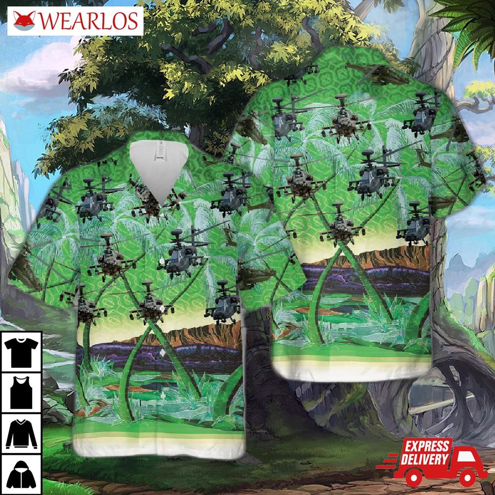 Us Army Boeing Ah-64 Apache Hawaiian Shirt