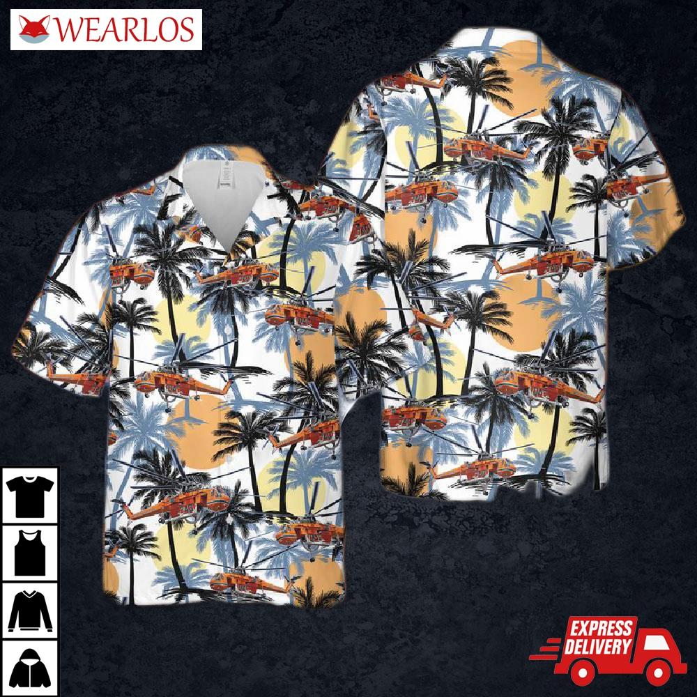 Us Army Sikorsky S-64 Skycrane Helicopter Hawaiian Shirt