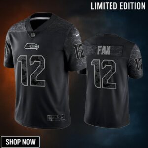 12th Fan Seattle Seahawks Black Reflective Limited Jersey - Men