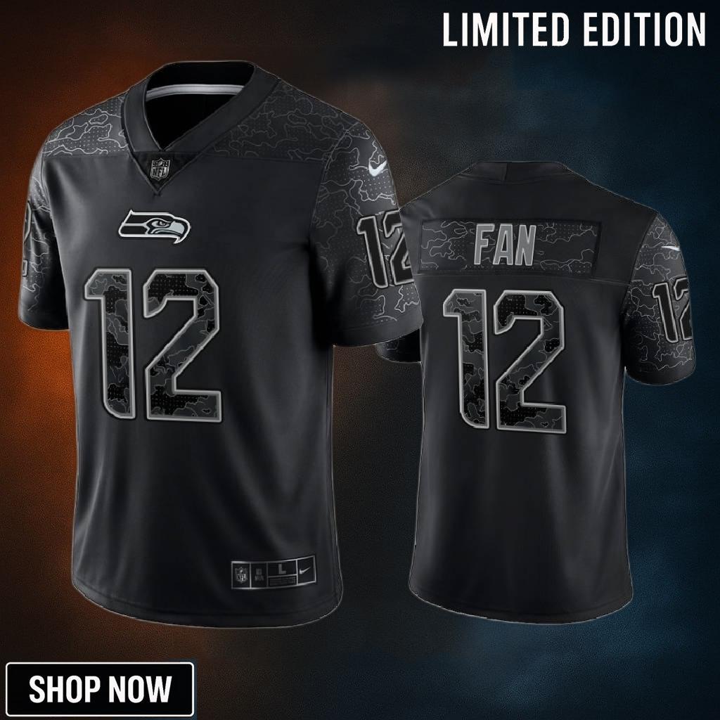 12th Fan Seattle Seahawks Black Reflective Limited Jersey - Men