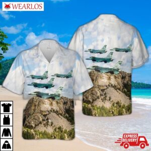 175th Fighter Squadron "lobos" From Sioux Falls Agb Over Mount Rushmore South Dakota Air National Guard Hawaiian Shirt