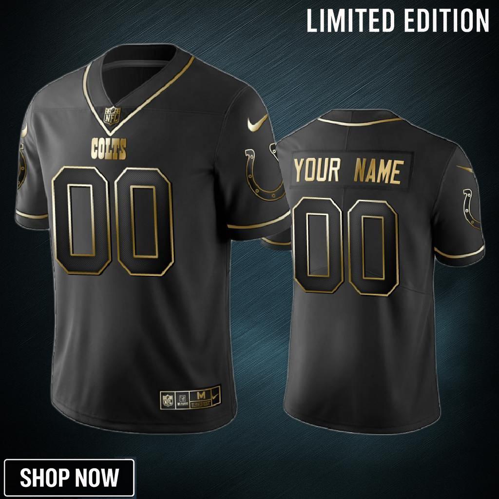 2019 Indianapolis Colts Custom Black Golden Edition Vapor Untouchable Limited Jersey - Mens