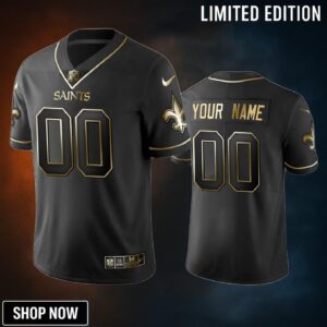 2019 New Orleans Saints Custom Black Golden Edition Vapor Untouchable Limited Jersey - Mens