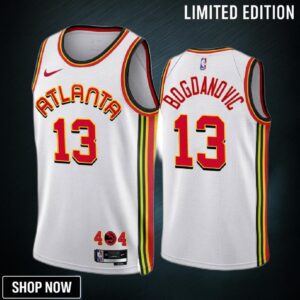 -23 Atlanta Hawks Bogdan Bogdanovic 13 White Association Edition Jersey
