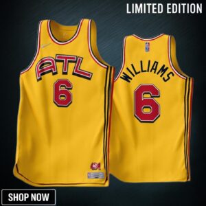 -23 Atlanta Hawks Lou Williams 6 Gold Earned Edition Men Jersey