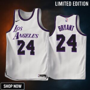 -23 Los Angeles Lakers Kobe Bryant 24 White City Edition Jersey - Men