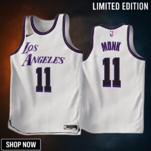 -23 Los Angeles Lakers Malik Monk 11 White City Edition Jersey - Men