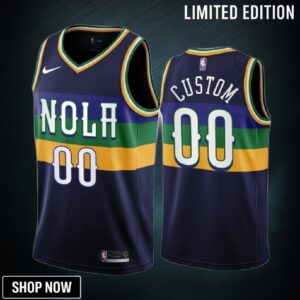 -23 New Orleans Pelicans Custom 00 Navy City Edition Jersey