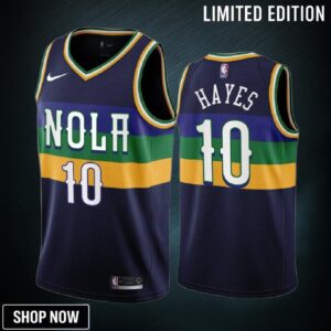 -23 New Orleans Pelicans Jaxson Hayes 10 Navy City Edition Jersey