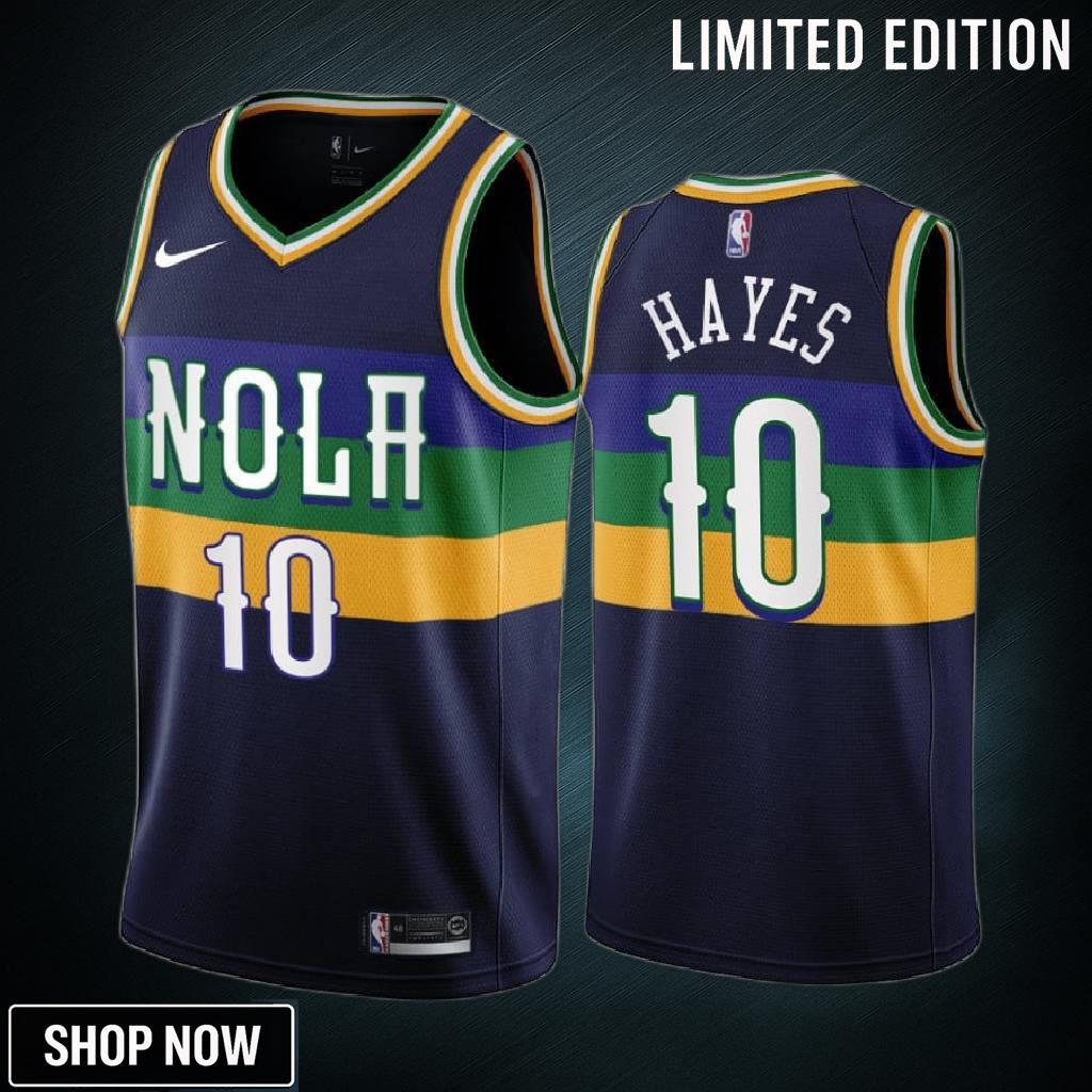 -23 New Orleans Pelicans Jaxson Hayes 10 Navy City Edition Jersey