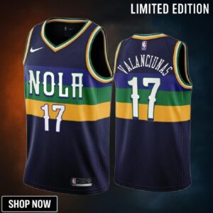 -23 New Orleans Pelicans Jonas Valanciunas 17 Navy City Edition Jersey