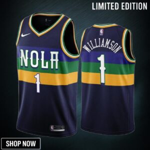 -23 New Orleans Pelicans Zion Williamson 1 Navy City Edition Jersey