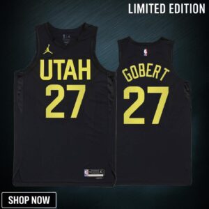 -23 Utah Jazz Rudy Gobert 27 Black Statement Edition Men Jersey
