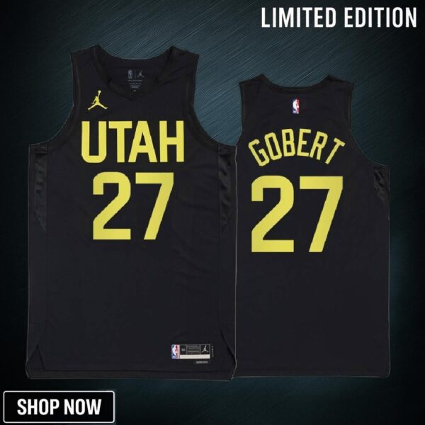 -23 Utah Jazz Rudy Gobert 27 Black Statement Edition Men Jersey