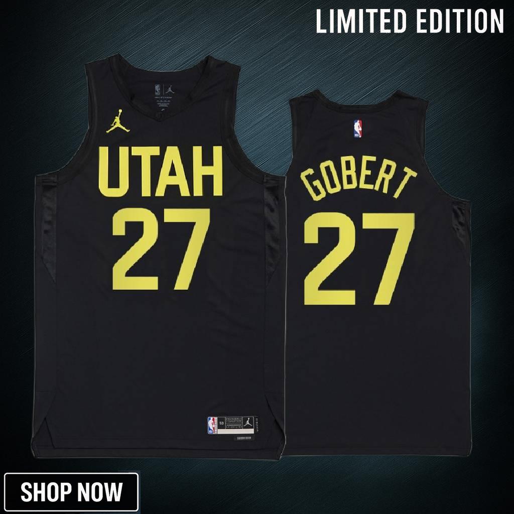 -23 Utah Jazz Rudy Gobert 27 Black Statement Edition Men Jersey