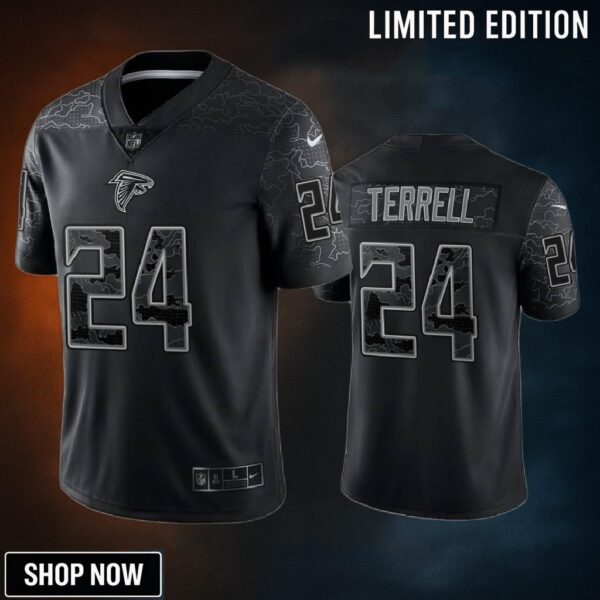 A.j. Terrell 24 Atlanta Falcons Black Reflective Limited Jersey - Men