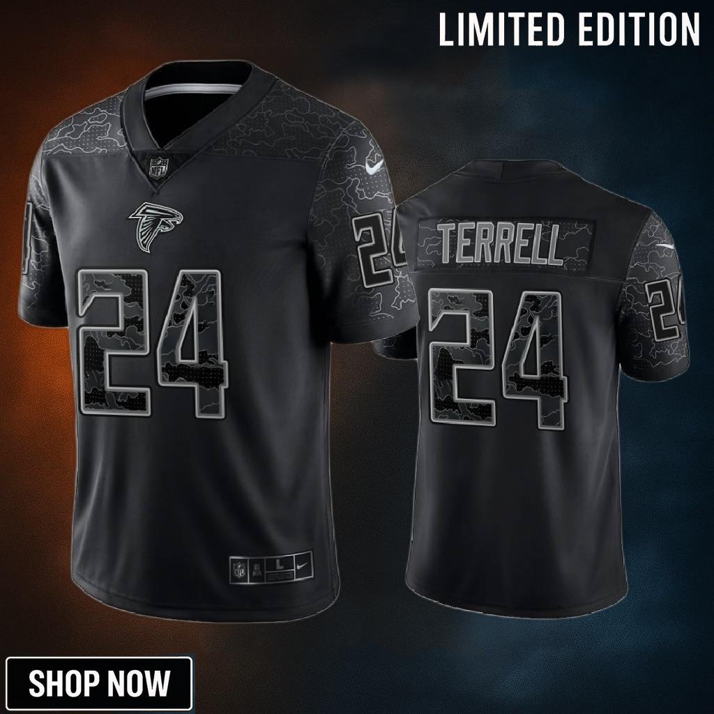 A.j. Terrell 24 Atlanta Falcons Black Reflective Limited Jersey - Men