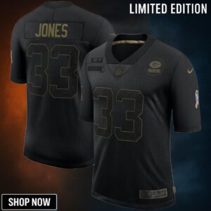 Aaron Jones Green Bay Packers 2020 Salute To Service Limited Jersey - Black