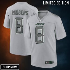 Aaron Rodgers 8 New York Jets Atmosphere Fashion Game Jersey - Men Heather Gray