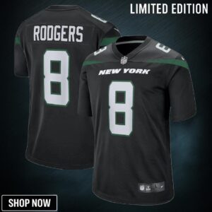 Aaron Rodgers 8 New York Jets Men Game Jersey - Black