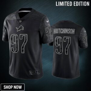 Aidan Hutchinson 97 Detroit Lions Black Reflective Limited Jersey - Men