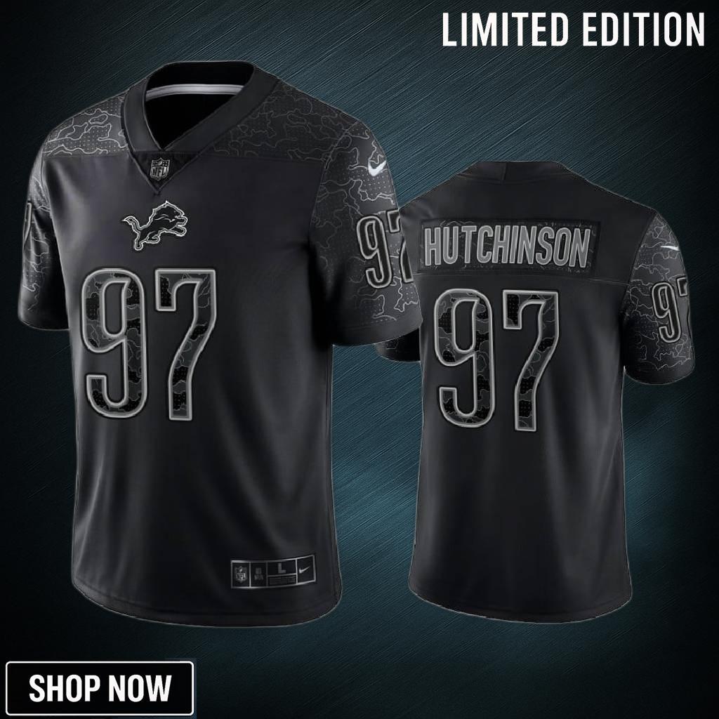 Aidan Hutchinson 97 Detroit Lions Black Reflective Limited Jersey - Men