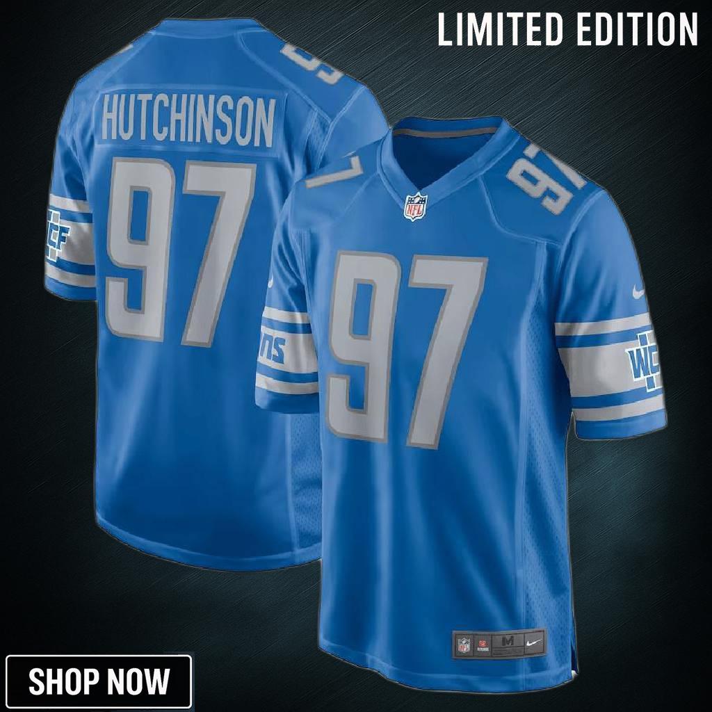 Aidan Hutchinson 97 Detroit Lions Men Game Jersey - Blue