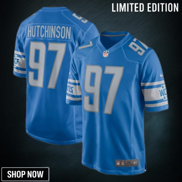 Aidan Hutchinson Detroit Lions 2022 Nfl Draft First Round Pick Game Jersey - Blue