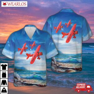 Amelia Earhart`s Red Airplane Hawaiian Shirt