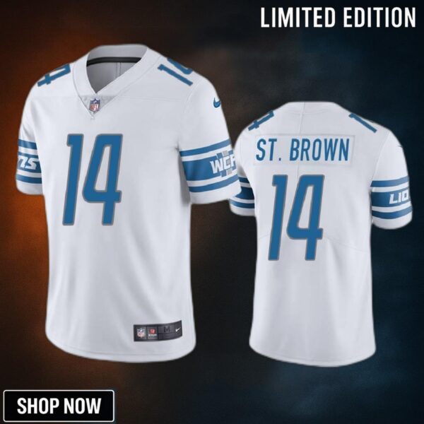 Amon-ra St. Brown 14 Detroit Lions White Vapor Limited Jersey