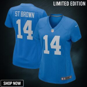 Amon Ra St Brown Detroit Lions Womens Player Game Jersey Blue Nfl